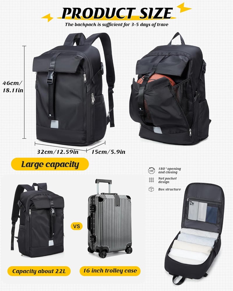 SEAFEW Helmet Backpack for Motorcycle Riders, Waterproof Large Capacity Backpack with Holder, Helmet Bag for Storage Hiking Cycling, Motorcycle Backpacks Motorcycle Riders Accessories for Men Women Black - Image 4